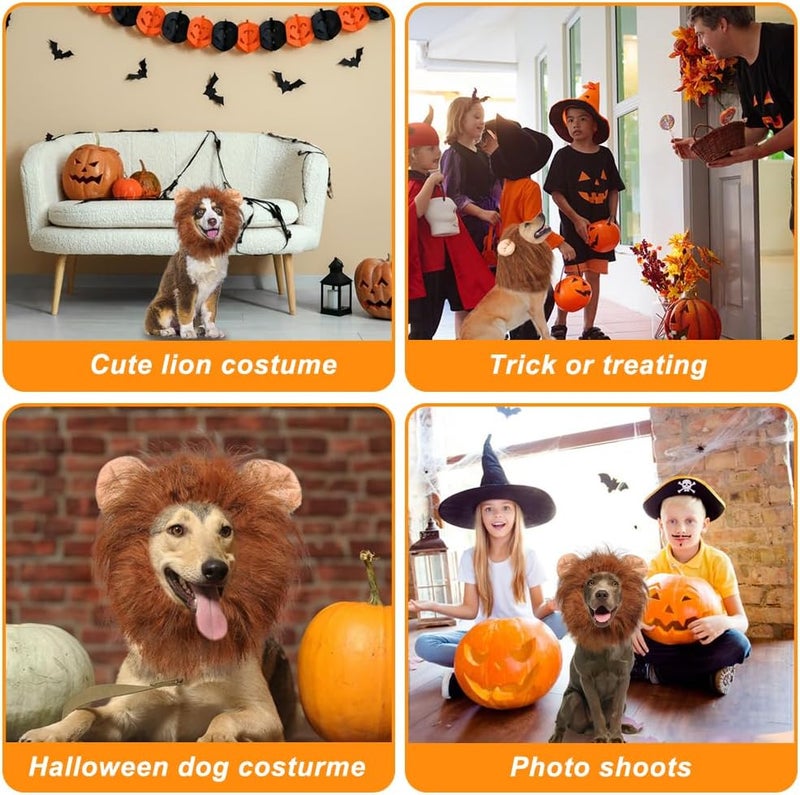 Vivifying Lion Mane for Dog, Adjustable Halloween Lion Costume Wig with Ears for Medium Dogs, Realistic & Funny Accessory Perfect for Parties and Photoshoots (Medium, Brown&Black) - Image 4